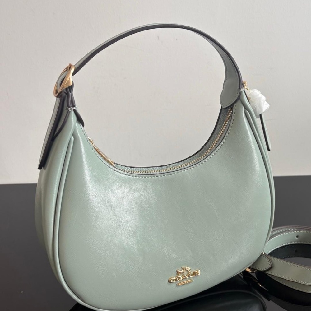 Coach Mint Green Leather Crescent Hobo Bag with Gold Hardware - Picture 3 of 9